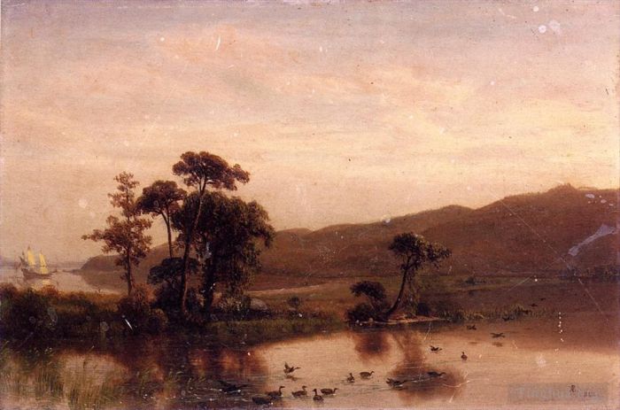 Albert Bierstadt Oil Painting - Study forGosnold at Cuttyhunk 1602