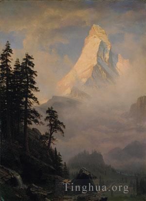 Albert Bierstadt Oil Painting - Sunrise On The Matterhorn