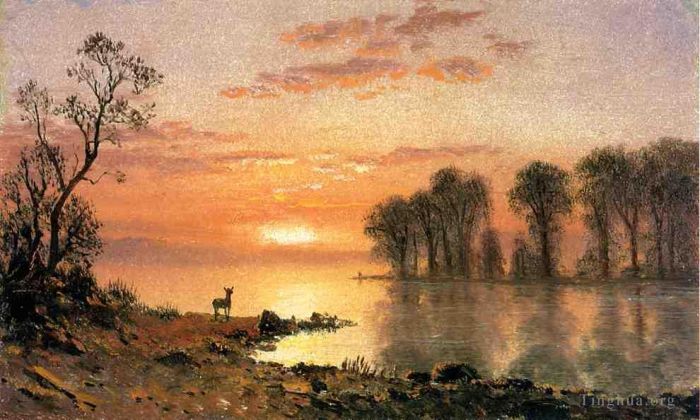 Albert Bierstadt Oil Painting - Sunset