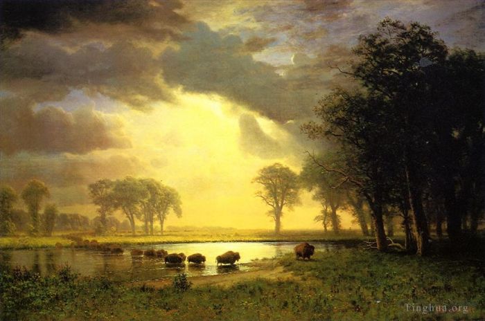 Albert Bierstadt Oil Painting - The Buffalo Trail