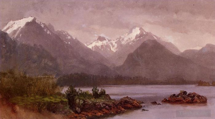 Albert Bierstadt Oil Painting - The Grand Tetons Wyoming