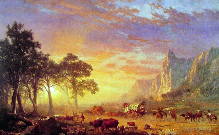 Albert Bierstadt Oil Painting - The Oregon Trail