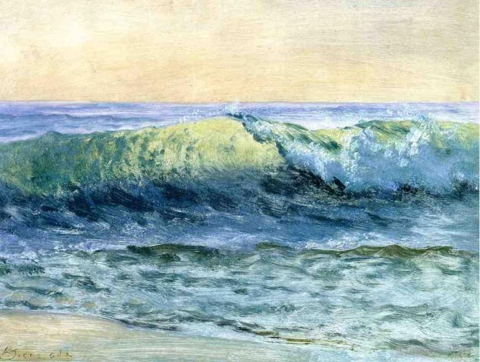 Albert Bierstadt Oil Painting - The Wave luminism seascape