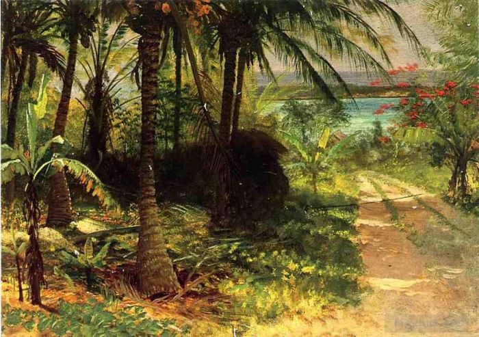 Albert Bierstadt Oil Painting - Tropical Landscape
