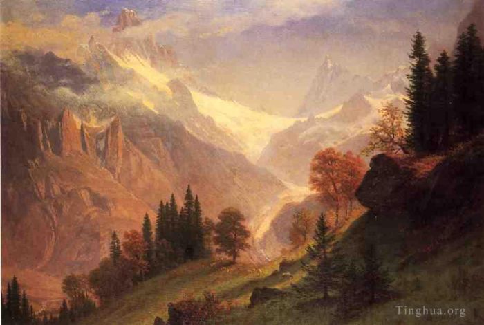 Albert Bierstadt Oil Painting - View of the Grindelwald
