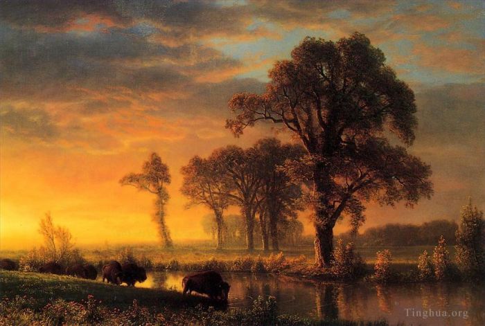 Albert Bierstadt Oil Painting - Western Kansas