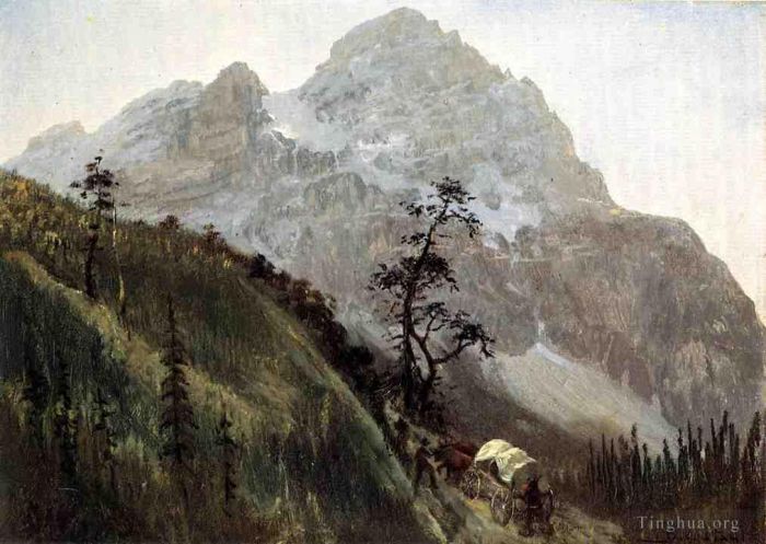 Albert Bierstadt Oil Painting - Western Trail the Rockies