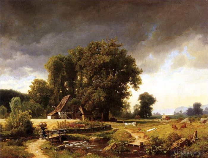 Albert Bierstadt Oil Painting - Westphalian Landscape