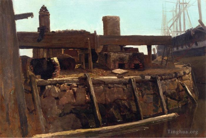 Albert Bierstadt Oil Painting - Wharf Scene