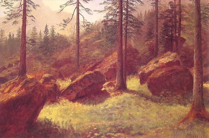 Albert Bierstadt Oil Painting - Wooded Landscape