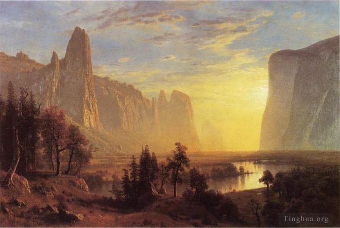 Albert Bierstadt Oil Painting - Yosemite Valley Yellowstone Park