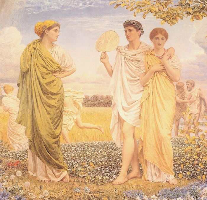 Albert Joseph Moore Oil Painting - The Loves of the Winds and the Seasons