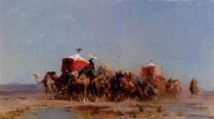 Artist Alberto Pasini's Work - Caravan In The Desert