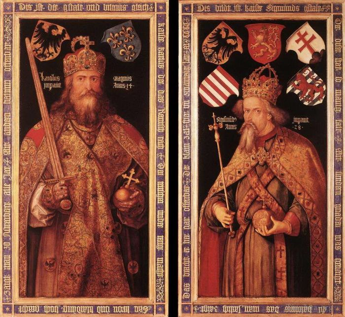 Albrecht Durer Oil Painting - Emperor Charlemagne and Emperor Sigismund
