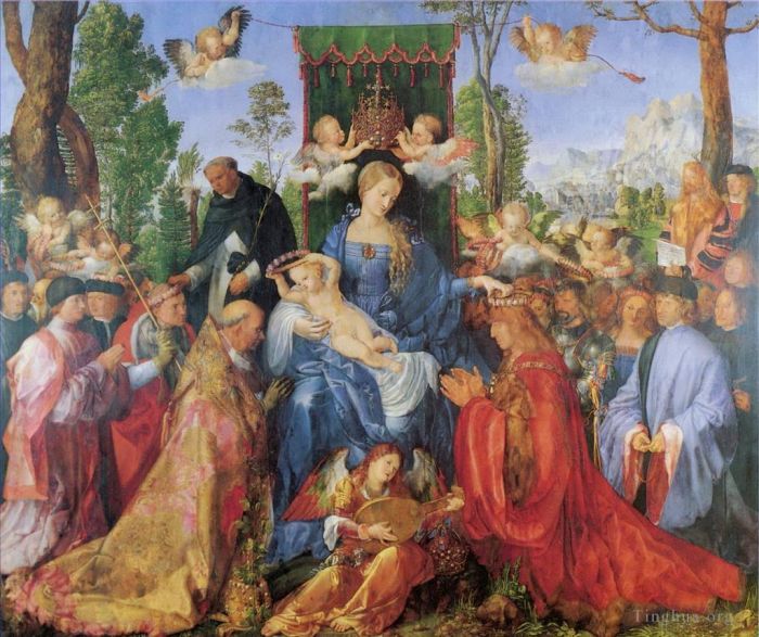Albrecht Durer Oil Painting - The Lady of the festival du Rosaire