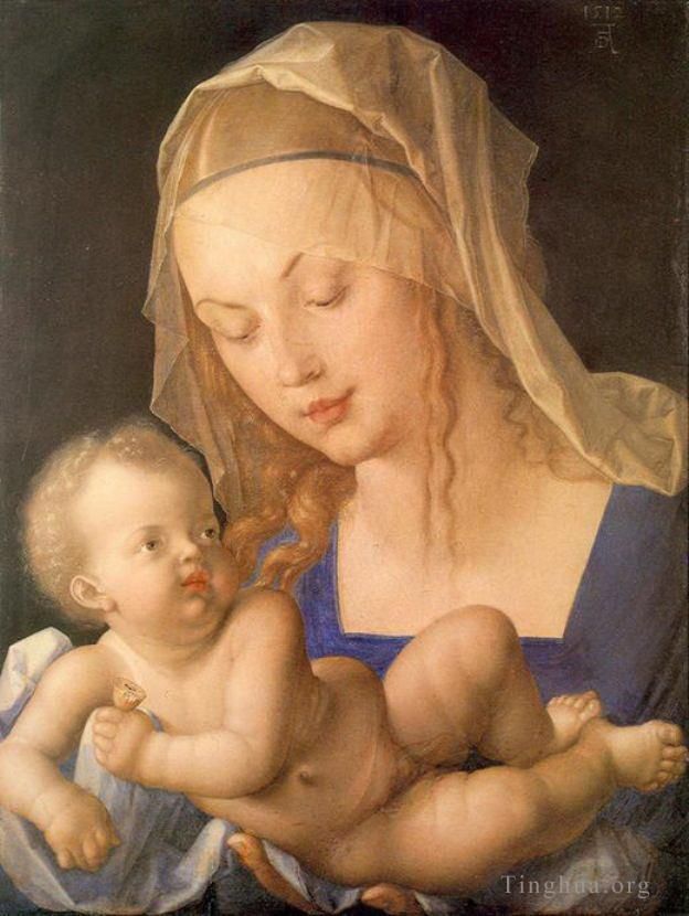 Albrecht Durer Oil Painting - Virgin and child holding a half eaten pear