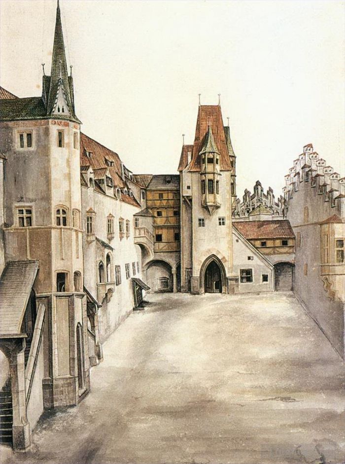 Albrecht Durer Various Paintings - Courtyard of the Former Castle in Innsbruck without Clouds