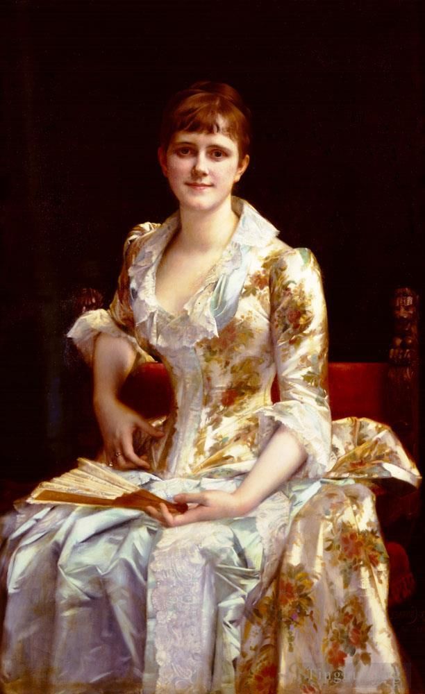 Alexandre Cabanel Oil Painting - Portrait Of Young Lady