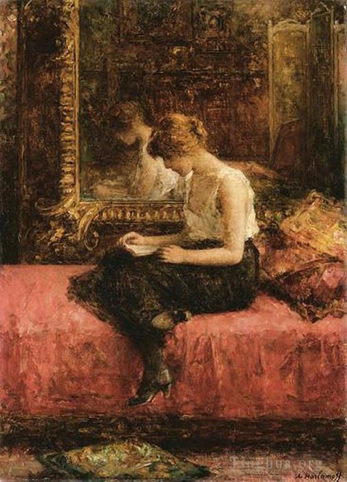 Alexei Harlamov Oil Painting - Literary Pursuits of a Young Lady