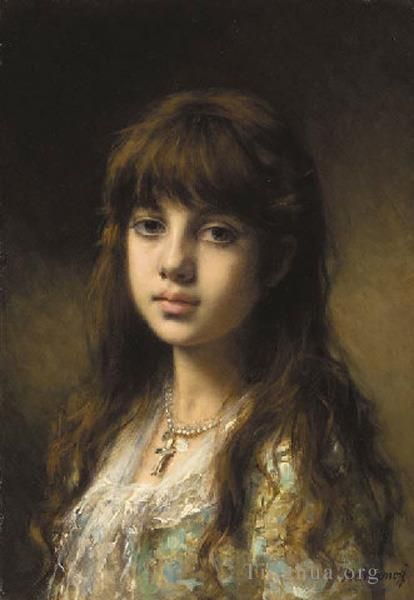 Alexei Harlamov Oil Painting - Little Girl
