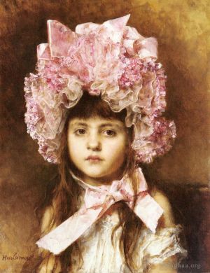 Artist Alexei Harlamov's Work - The Pink Bonnet
