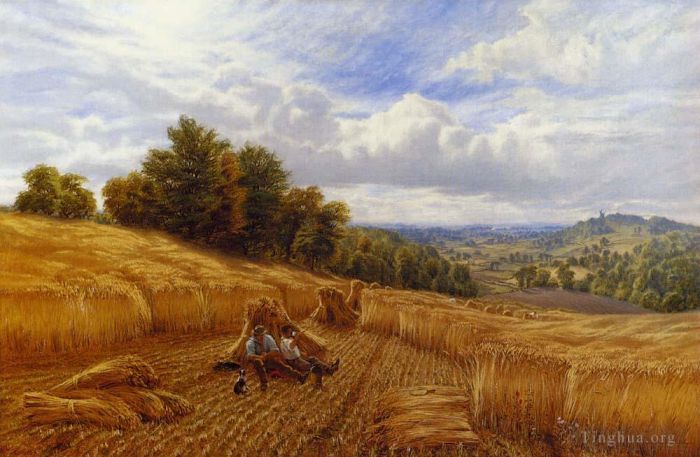 Alfred Glendening Oil Painting - Resting From The Harvest