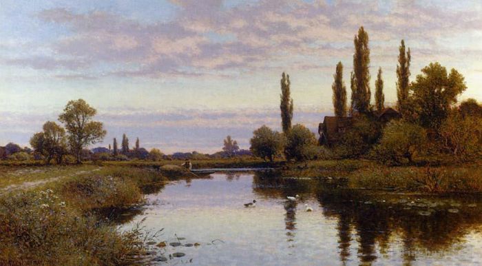 Alfred Glendening Oil Painting - The Reed Cutter