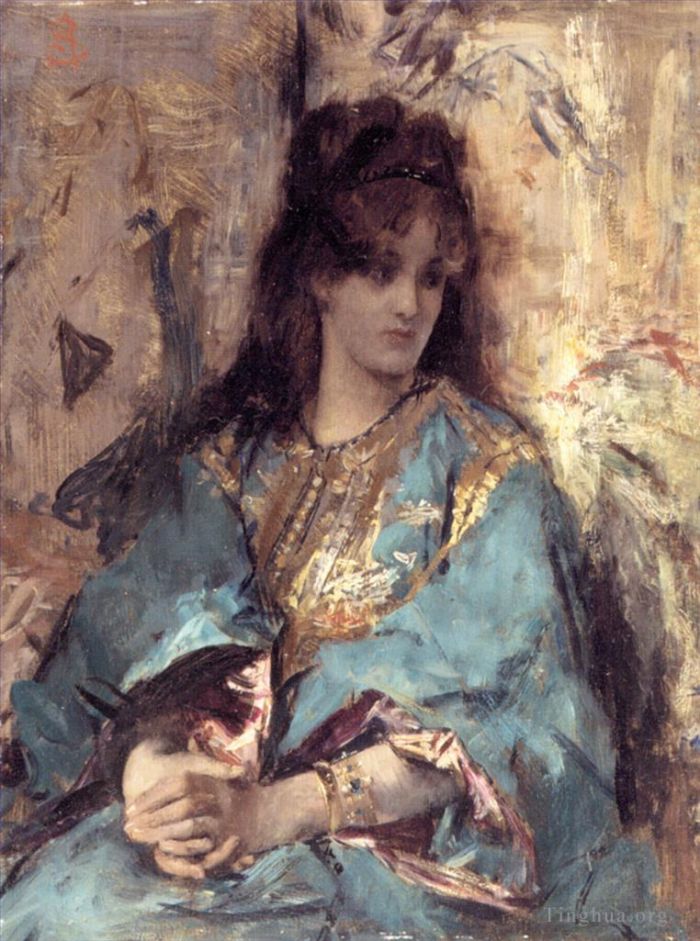 Alfred Stevens Oil Painting - A Woman Seated in Oriental Dress