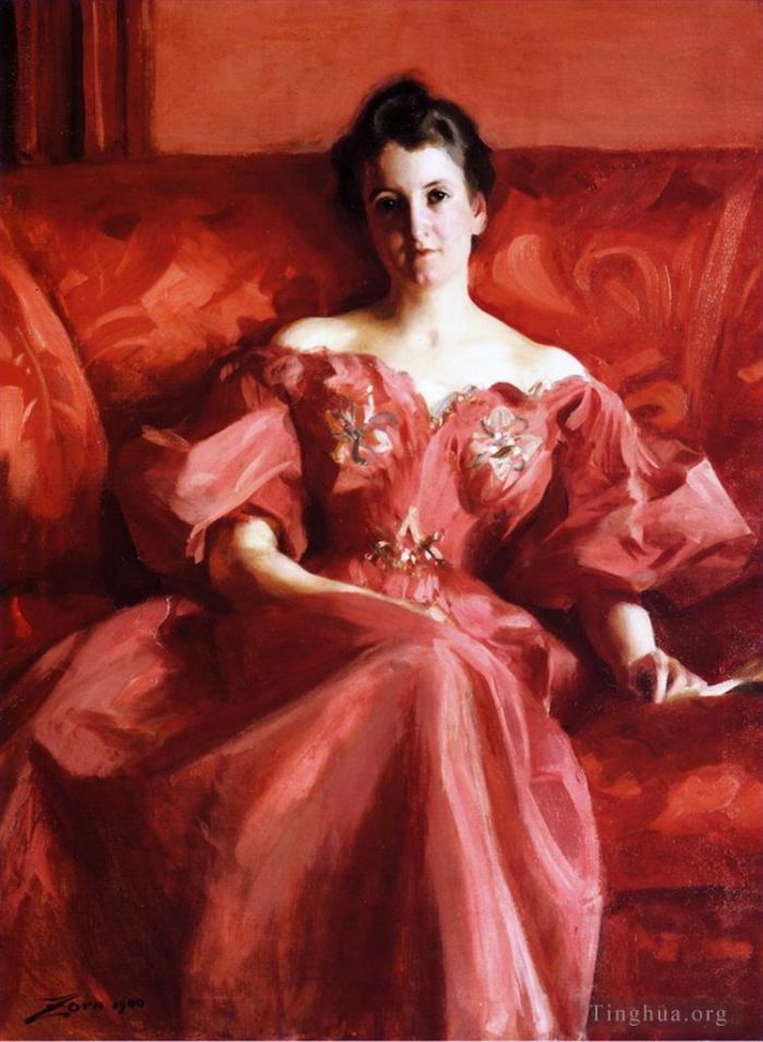 Alfred Stevens Oil Painting - Portrait of Mrs Howe nee Deering