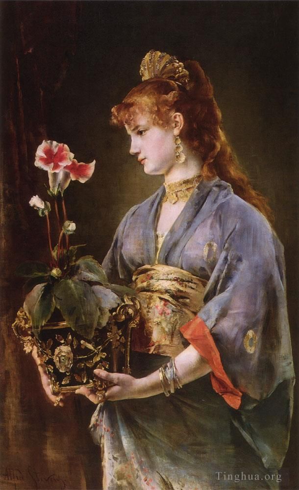 Alfred Stevens Oil Painting - Portrait of a Woman