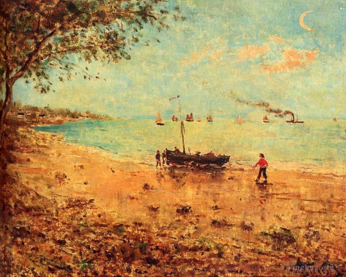 Alfred Stevens Oil Painting - Une Plage En Normandie
