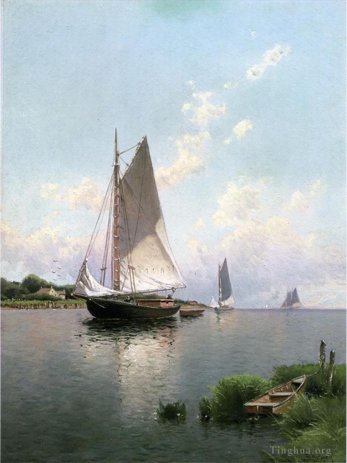 Alfred Thompson Bricher Oil Painting - Blue Point Long Island modern boat