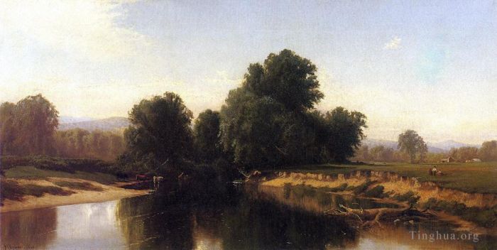 Alfred Thompson Bricher Oil Painting - Cattle by the River