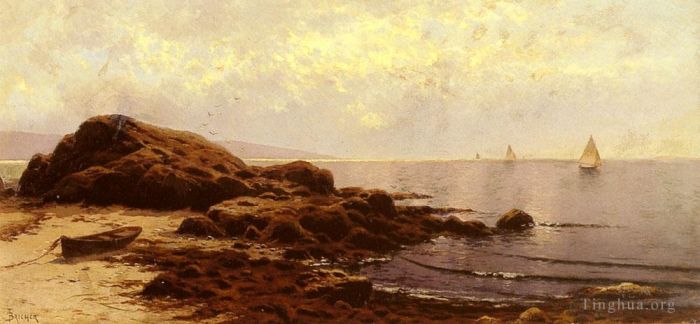 Alfred Thompson Bricher Oil Painting - Low Tide Baileys Island Maine
