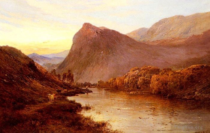 Alfred de Breanski Sr Oil Painting - Sunset In The Glen
