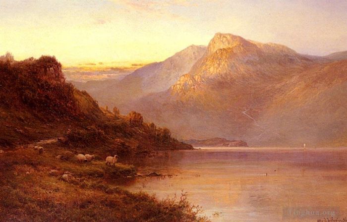Alfred de Breanski Sr Oil Painting - Sunset On The Loch