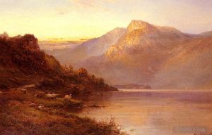 Artist Alfred de Breanski Sr's Work - Sunset On The Loch