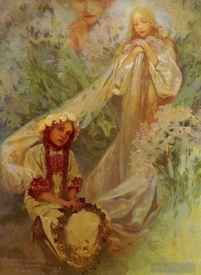 Alphonse Mucha Oil Painting - Maria Madonna Of The Lilies