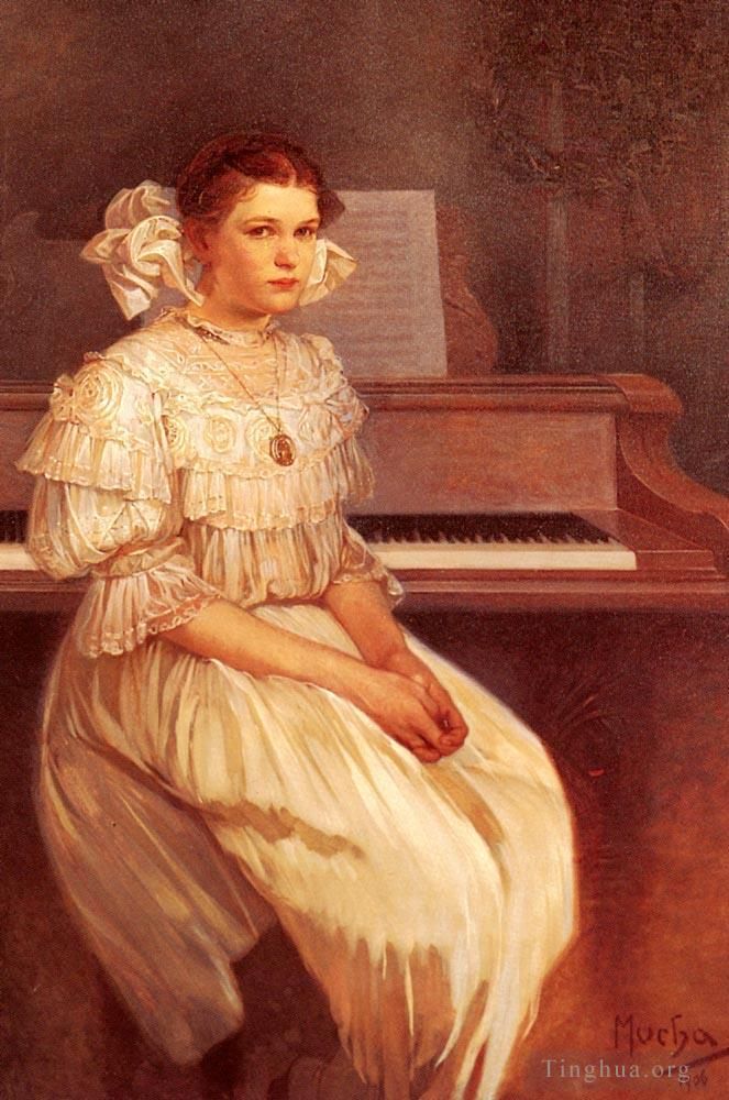 Alphonse Mucha Oil Painting - Maria Portrait Of Milada Cerny