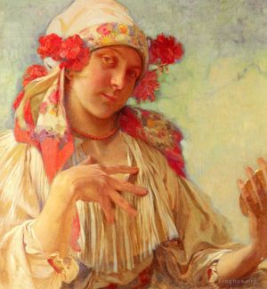 Artist Alphonse Mucha's Work - Maria Young Girl In A Moravian Costume
