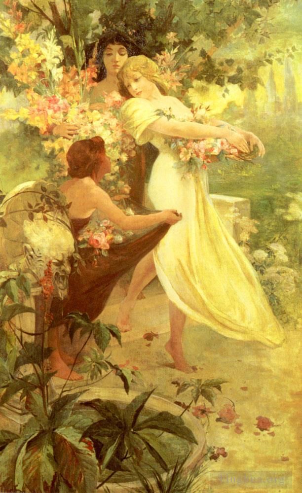 Alphonse Mucha Oil Painting - Spirit Of Spring