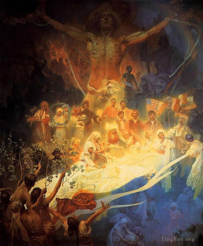 Alphonse Mucha Oil Painting - The Apotheosis of the Slavs 1926