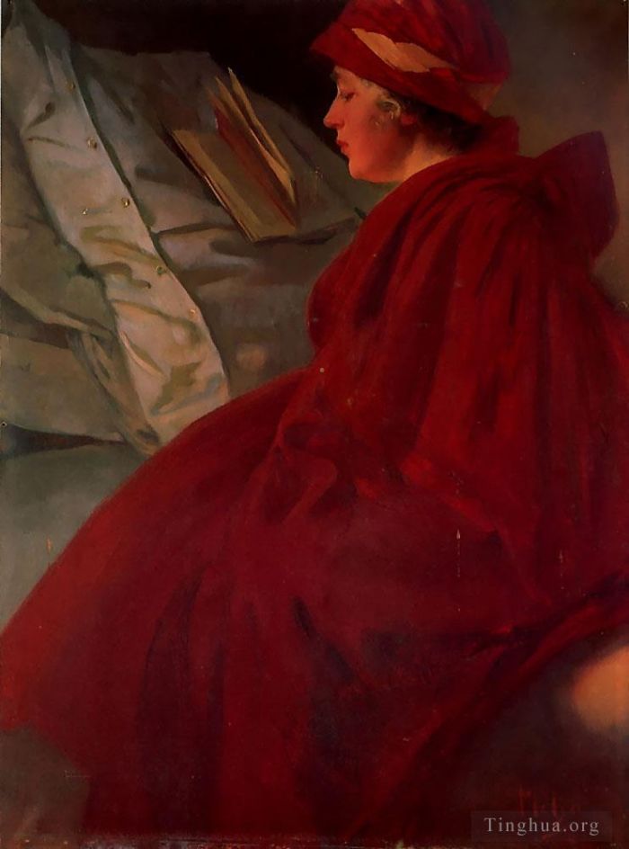 Alphonse Mucha Oil Painting - The Red Cape