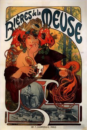 Artist Alphonse Mucha's Work - Bieres de la Meuse 1897