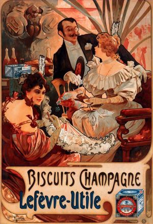Artist Alphonse Mucha's Work - Biscuits ChampagneLefevreUtile 1896