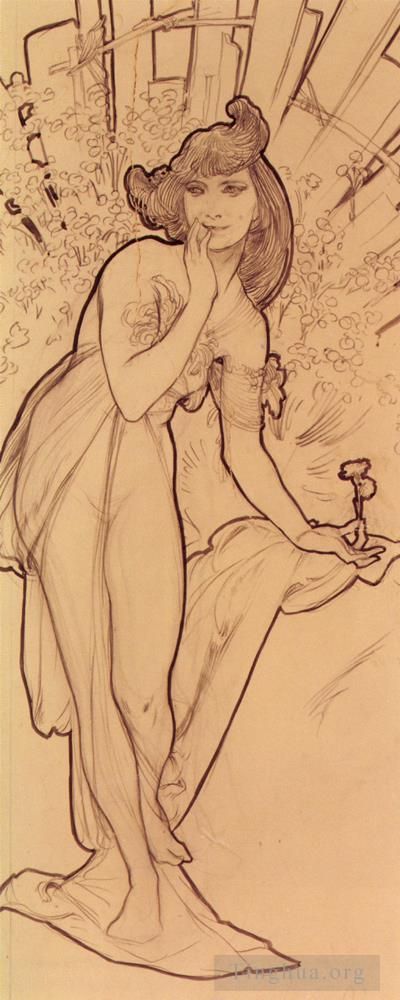 Alphonse Mucha Various Paintings - Carnation