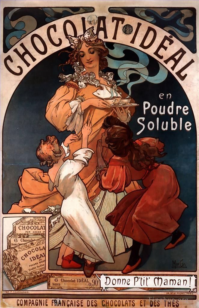 Alphonse Mucha Various Paintings - Chocolat Ideal 1897