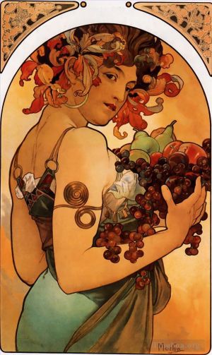 Artist Alphonse Mucha's Work - Fruit 189litho
