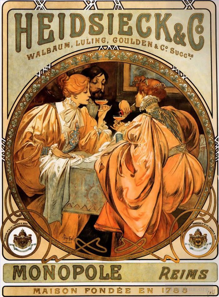 Alphonse Mucha Various Paintings - Heidsieck and Co 1901