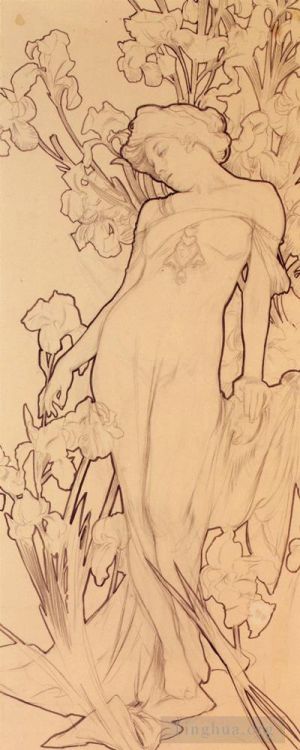 Artist Alphonse Mucha's Work - Iris